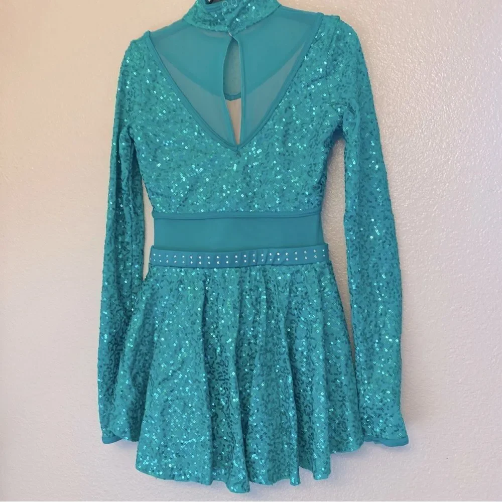WEISSMAN Elite Dance Costume Kelly green sequin Crazy What Love Can Do 14913 SA